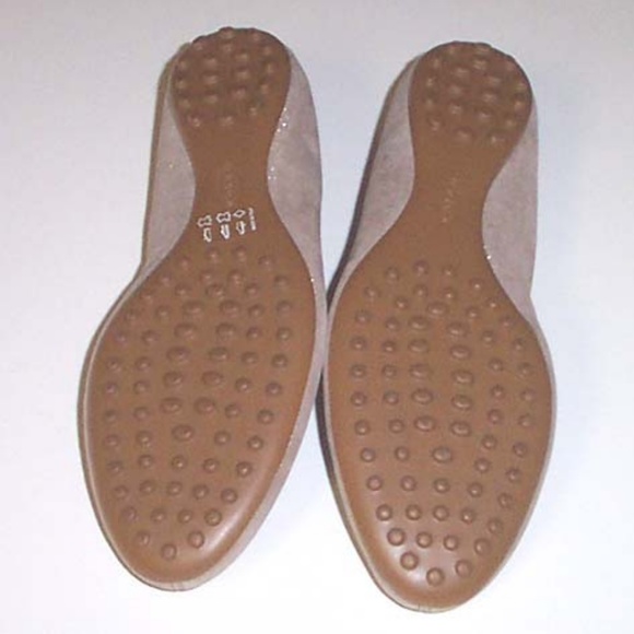 NEW TOD'S Dee gold tone shimmery suede flat 39 - Picture 5 of 6